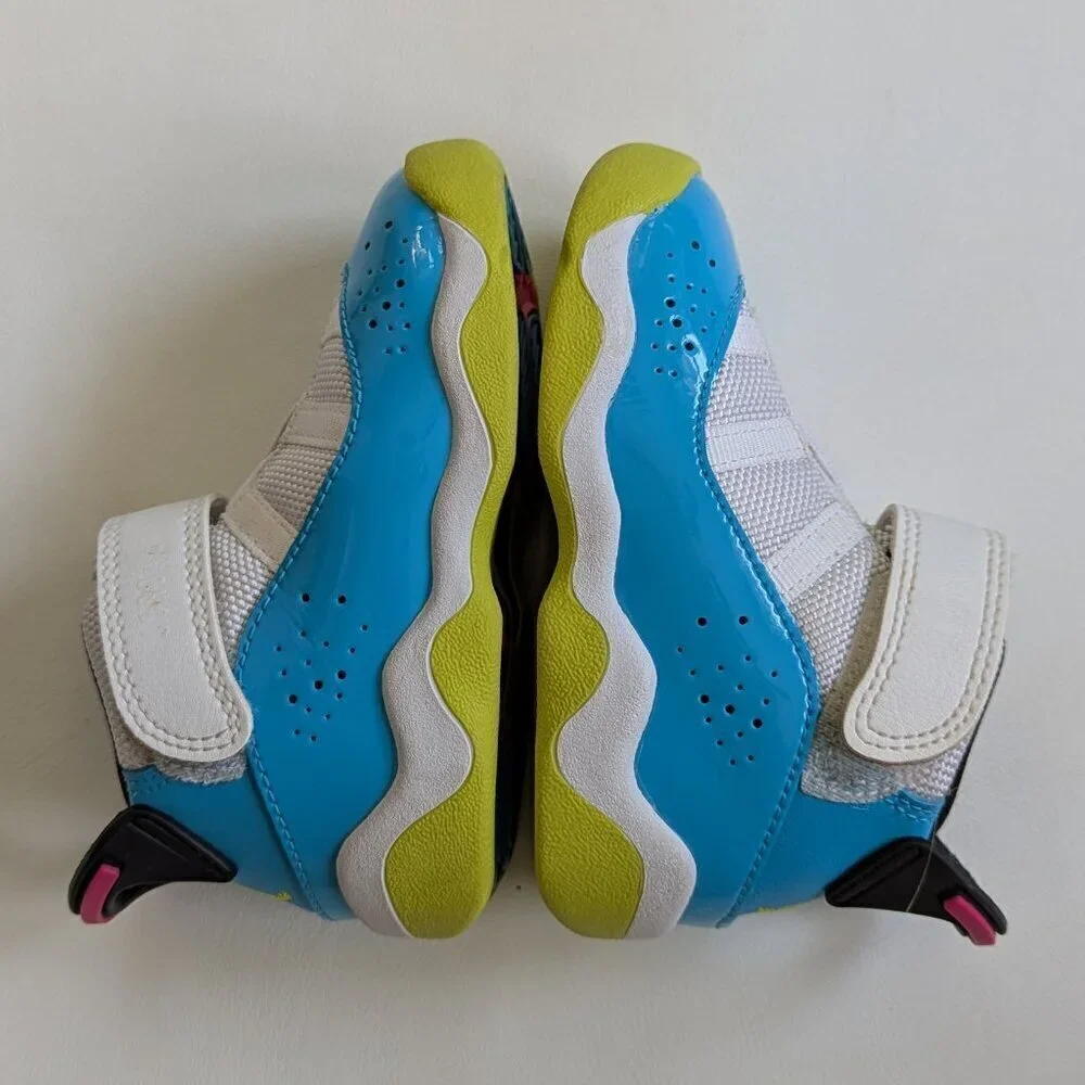 Nike Air Jordan 6 Rings Toddler Sneakers Size 5C White Light Blue Fury-Cyber